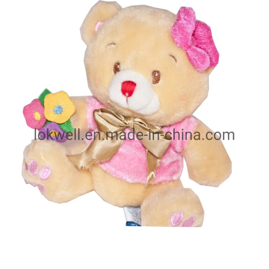 Customized Plush Brown Teddy Bear Stuffed Toys Sweet Valentine Gift