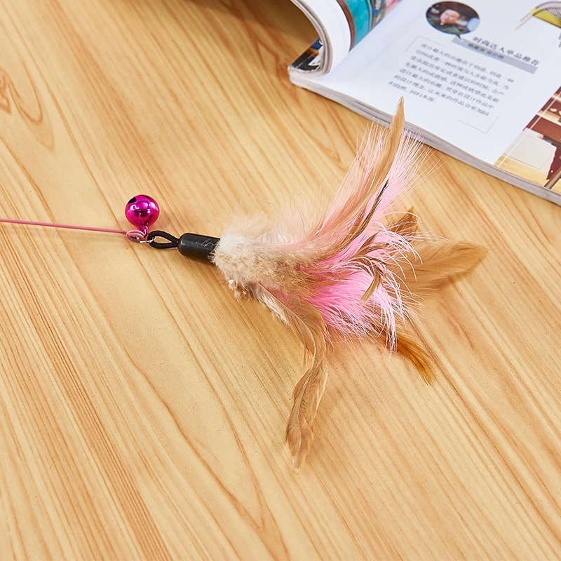 Pink Steel Feather Interactive Cat Toy Elastic Feather Funny Cat Toy