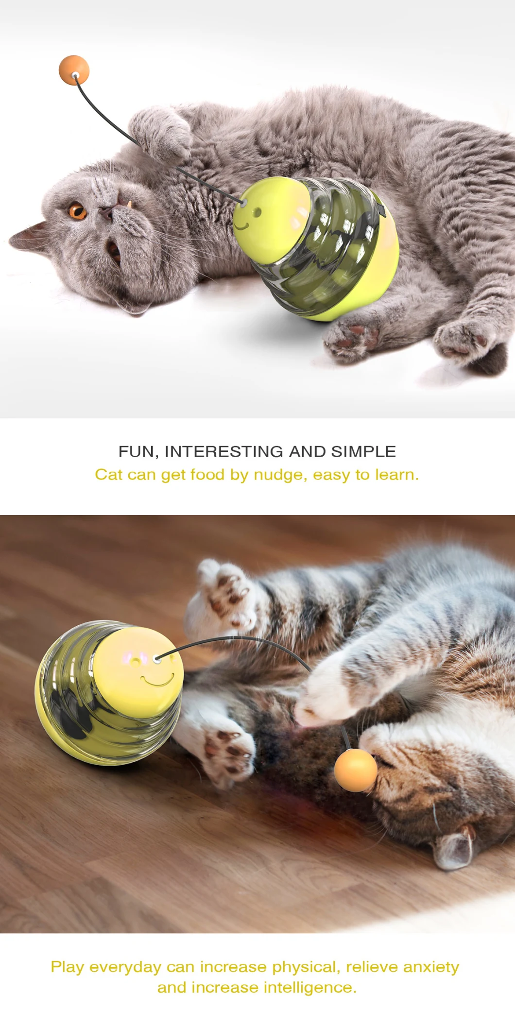 Funny Cat Ball 2020 New Products Turntable Balls Rolling Interactive Pet Cat Toy