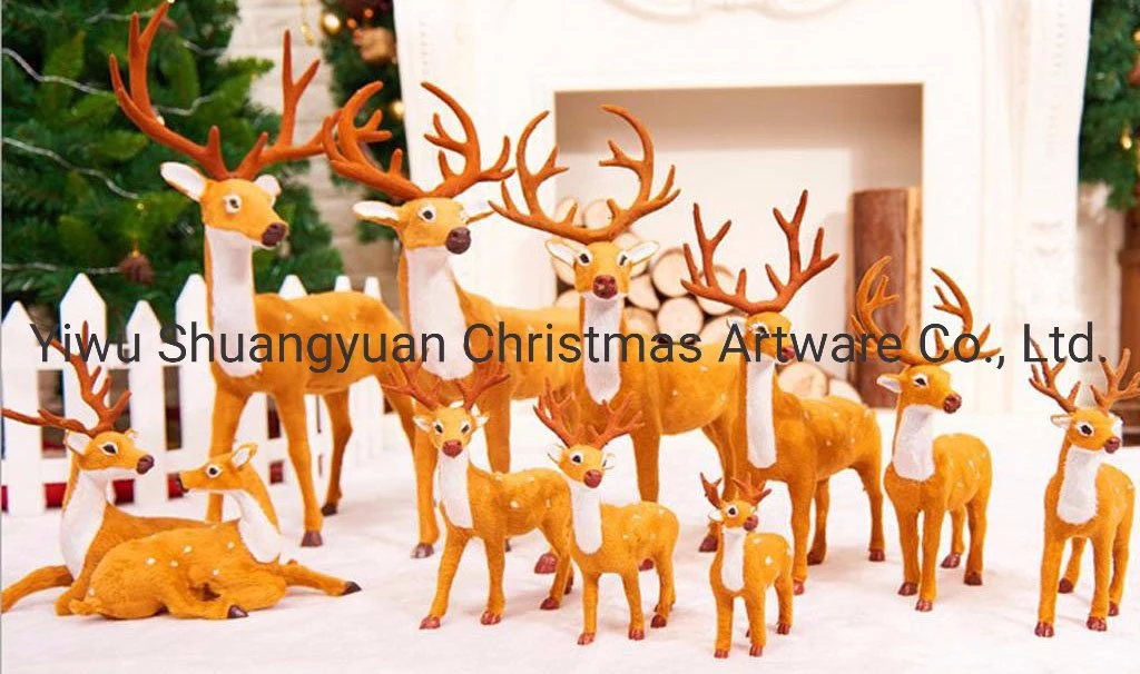 Real Looking Deer Hanging Toy Miniature Arts Fur Reindeer Animals