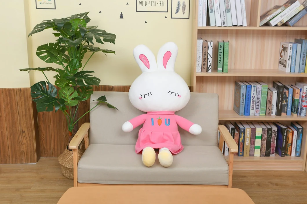 Adorable Design Soft Stuffed Rabbit Wearing Skirt Plush Rabbit with Cute Face