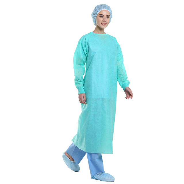 Blue PP/SMS Isolation Gown 18GSM 20GSM 23GSM 25GSM 28GSM 30GSM Various Weights