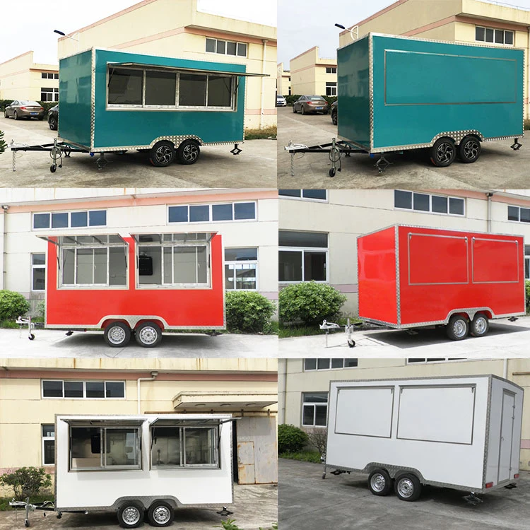 Outdoor Food Trailer Refrigerated Food Carts Ice Cream Vending Carts