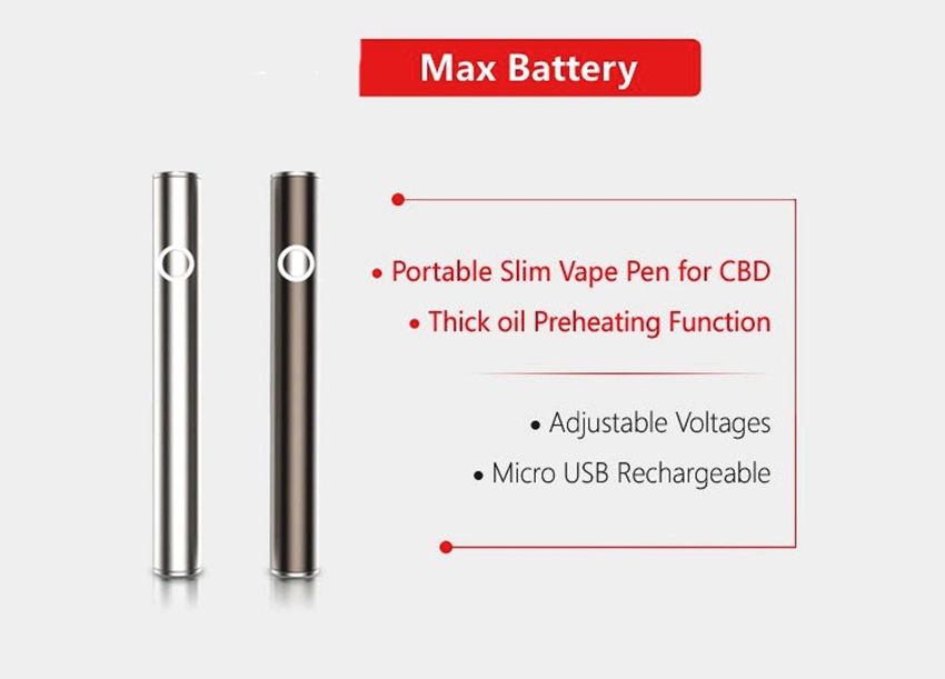 Max Twist 510 Voltage Cbd Thc Cartridge Atomizer Battery