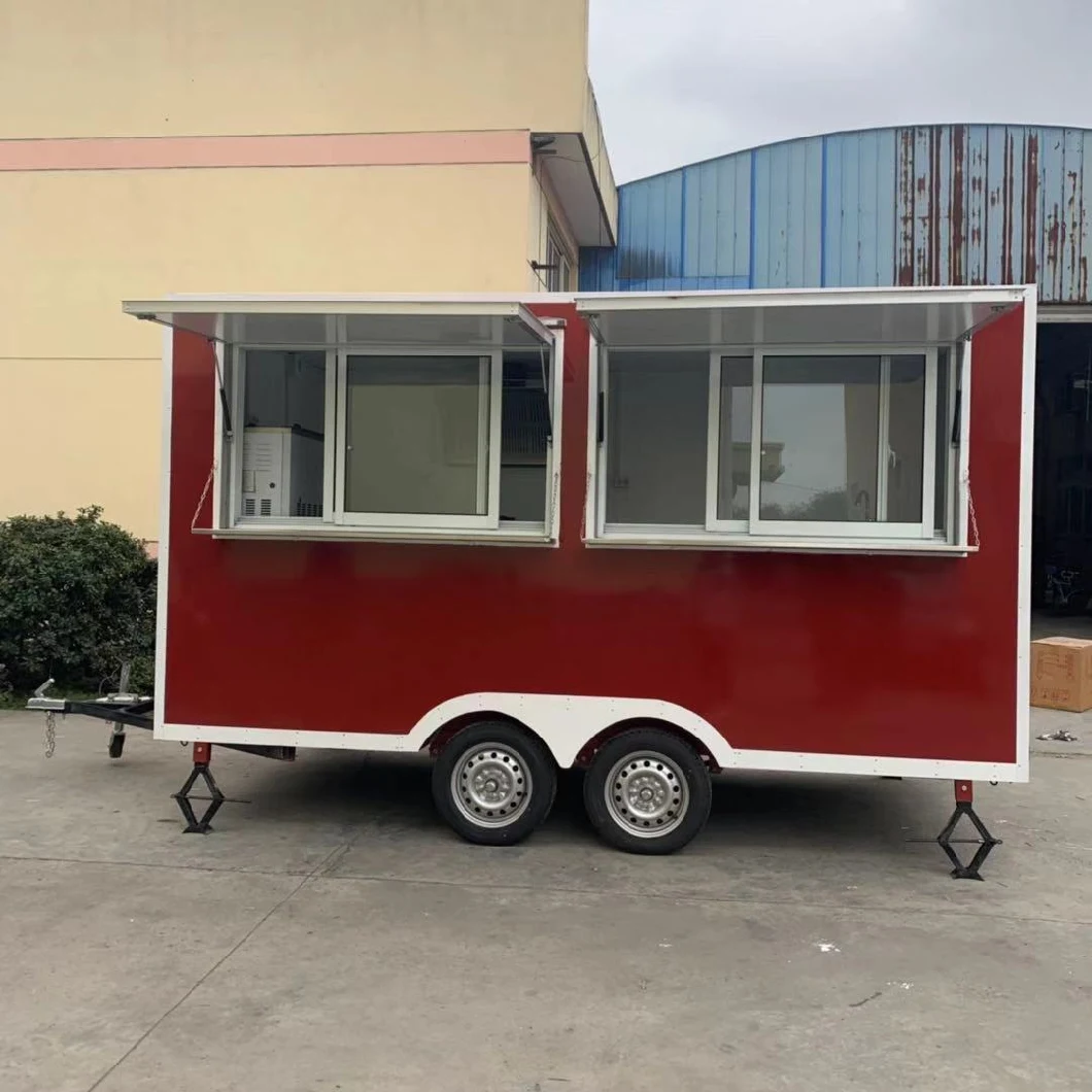 Outdoor Food Trailer Refrigerated Food Carts Ice Cream Vending Carts