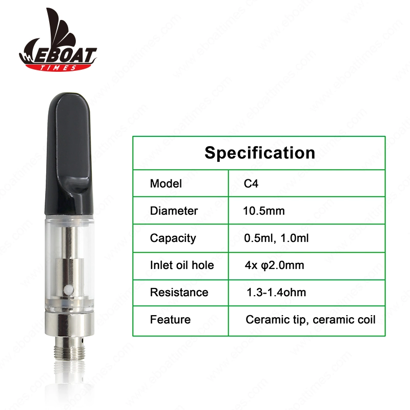 Eboattimes Ceramic Tip Ceramic Coil Bottom Airflow 510 Thread 0.5ml/1ml Cbd Clearomizer Tank