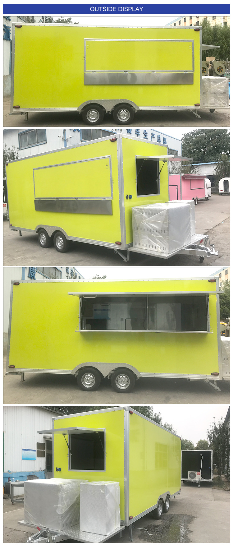 Street Snack Vending Equipment Coffee Food Trailer, Hot Dog Carts, Mobile Food Carts for Sale