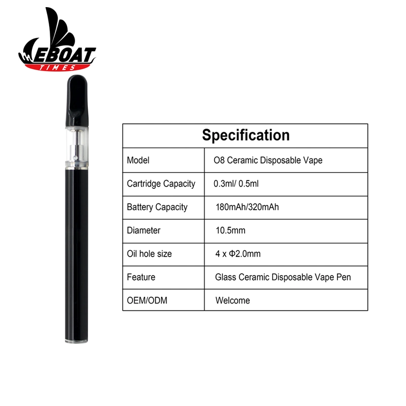 Eboattimes OEM Logo 0.3ml Cartridge Disposable Vape Pens for Cbd Oil Bulk