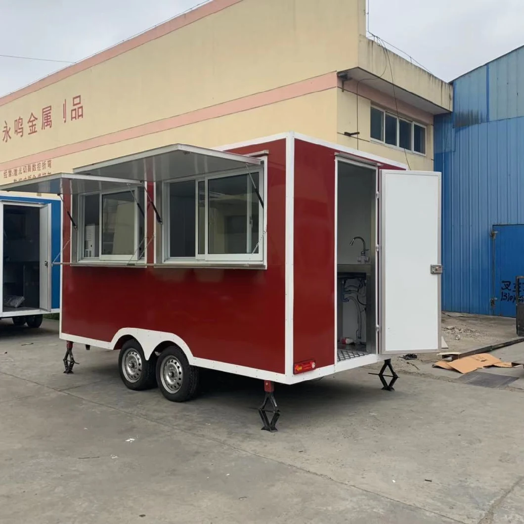 Outdoor Food Trailer Refrigerated Food Carts Ice Cream Vending Carts