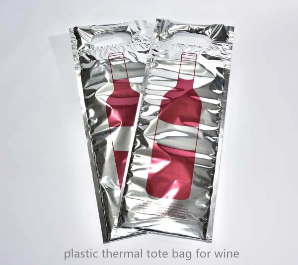 Plastic Thermal Cooler Bag for Wine Beverage Isothermal Wine Tote Bag with EPE Foam Insulation