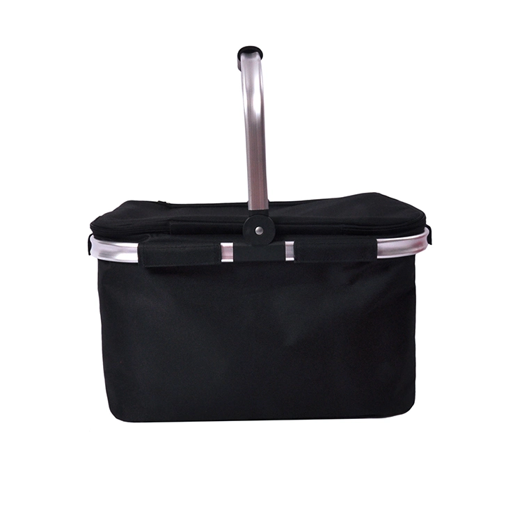 Insulated Collapsible Picnic Cooler Bag with Aluminium Folding Handles with Black Oxford