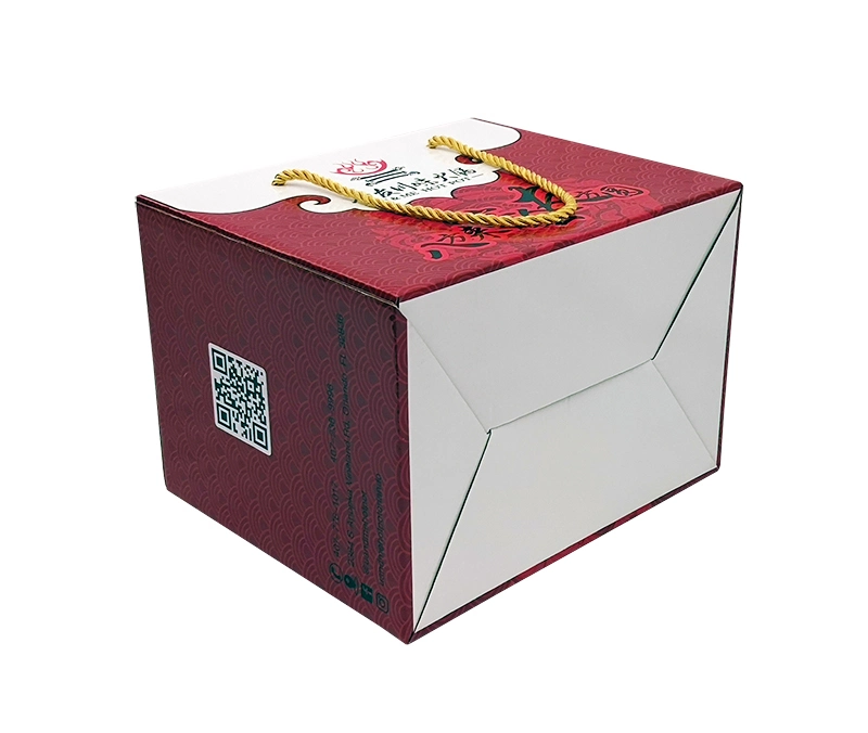 Color Printing Corrugated Delivery Takeaway Paper Packaging Carton Box with Handle Rope