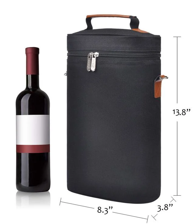 2 Bottle Wine Carrier Bag Tote Insulated Food Cooler Bag Waterproof Picnic Box Wine Cooler Bag