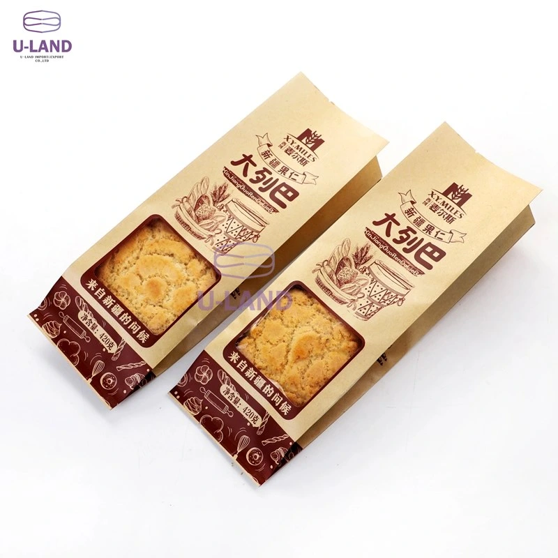 Food Delivery Bread Bags Brown White Kraft Paper Bags with Window for Bakery Packaging