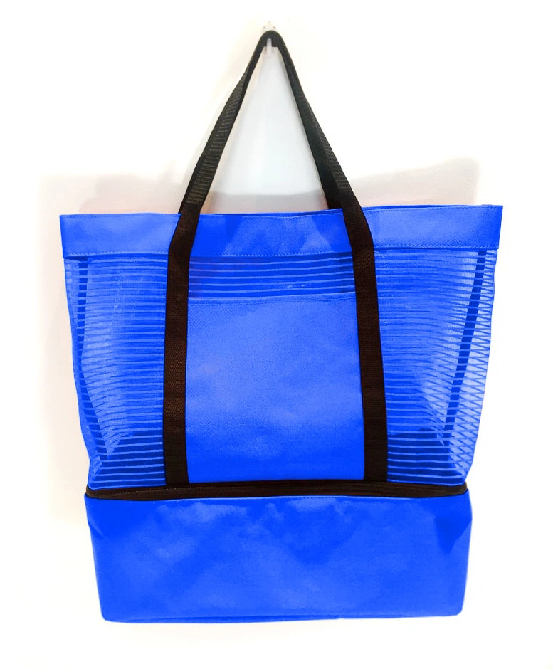 Promotional Custom Logo Insulated Tote Foldable Mesh Cloth Waterproof Beach Bag