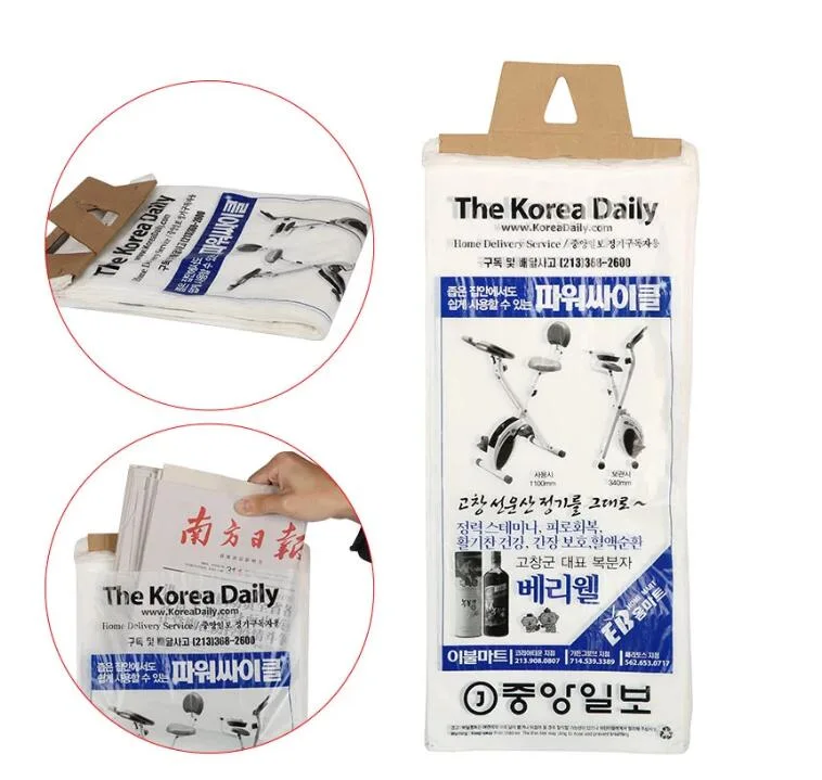 Door Knob Plastic Hanger Bags/Polyethylene Newspaper Delivery Bags/Plastic Hanging Literature Bags