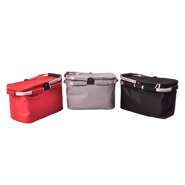 Insulated Collapsible Picnic Cooler Bag with Aluminium Folding Handles with Black Oxford