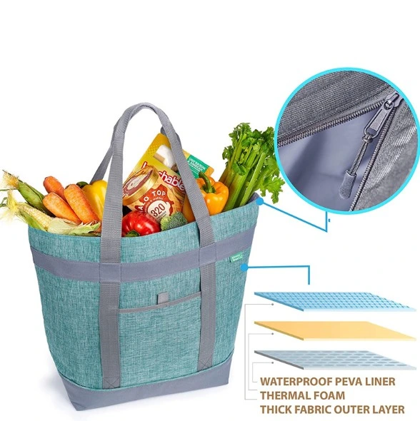 Ready to Ship Large Bulk Fruit&Drinks Grocery Freezablefoldable Nylon Insulated Thermal Lunch Cooler Bags