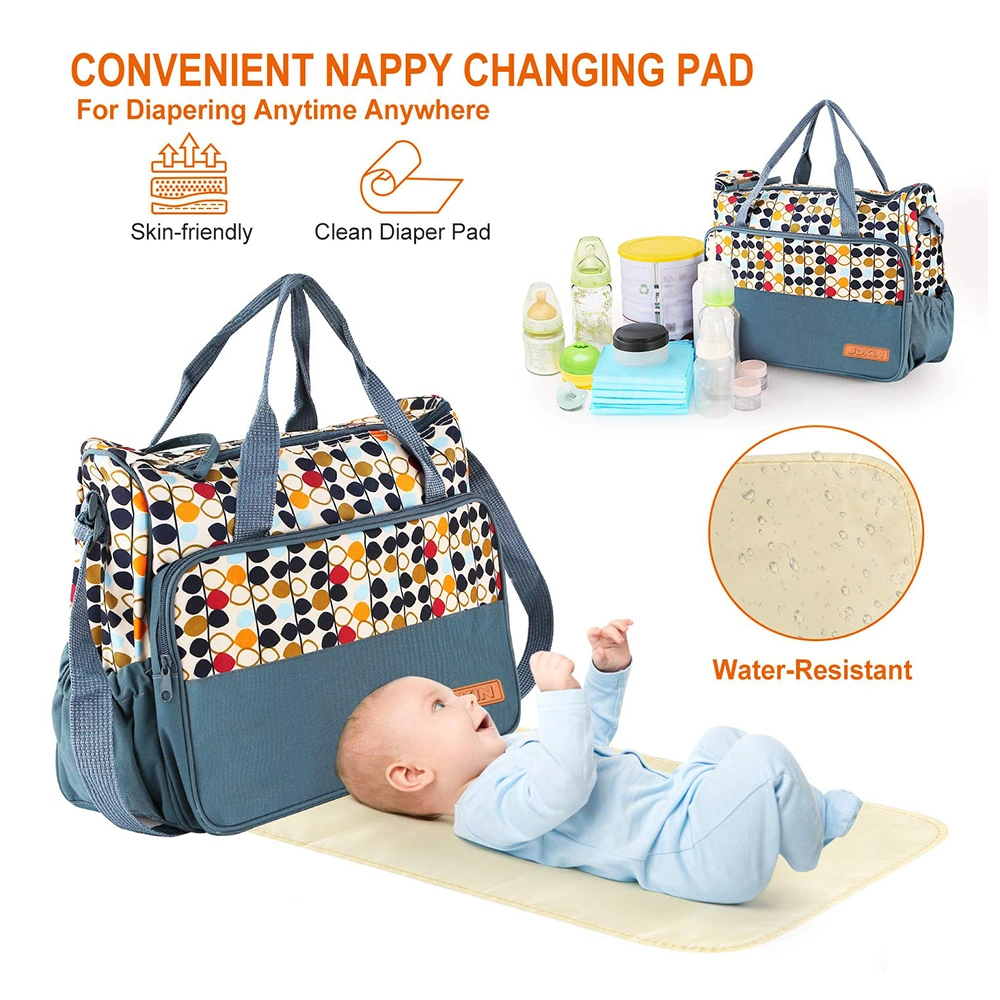 Multi-Function Outdoor Unisex Stylish Polyester Diaper Bag Backpack Baby Changing Bags with Bottle Warmer