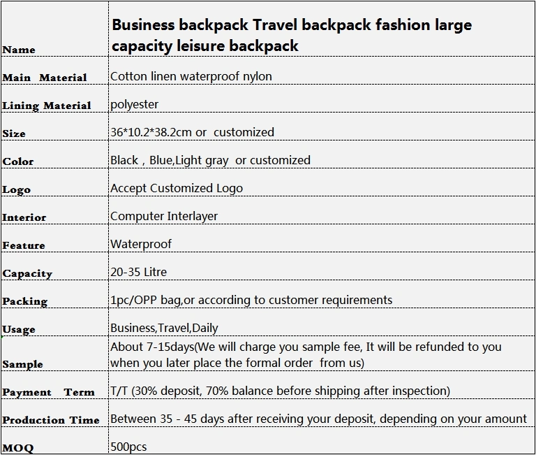 Business Backpack Travel Backpack Fashion Large Capacity Leisure Backpack