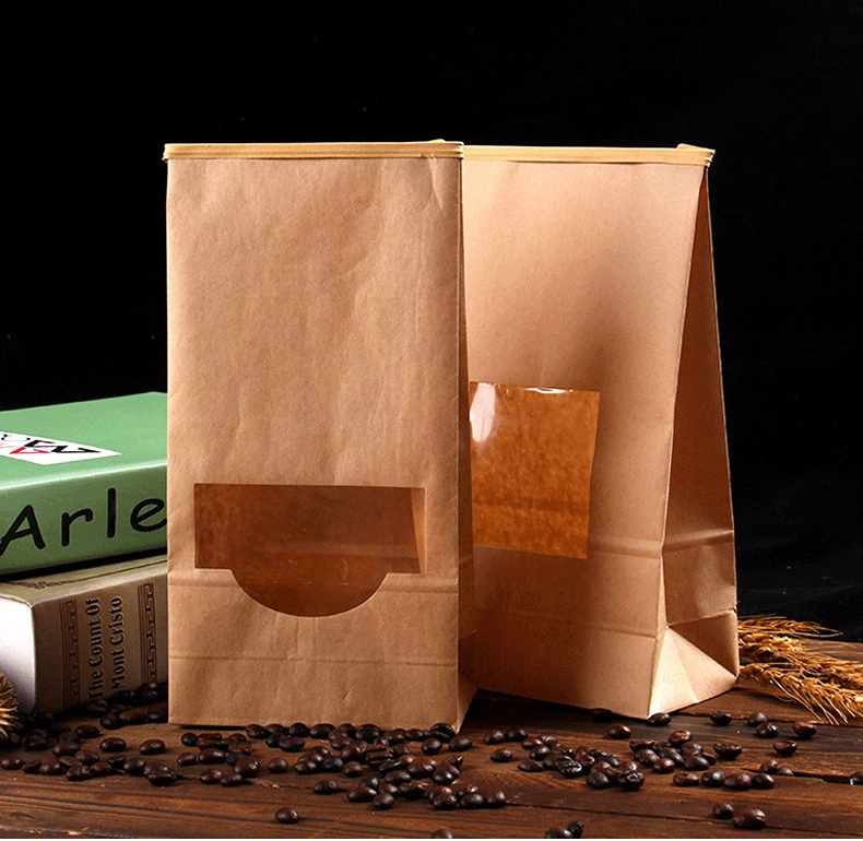 Food Grade Kraft Paper Pouches Hot Sale Food Bag with Window