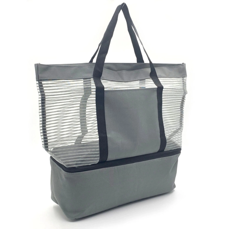 Promotional Custom Logo Insulated Tote Foldable Mesh Cloth Waterproof Beach Bag