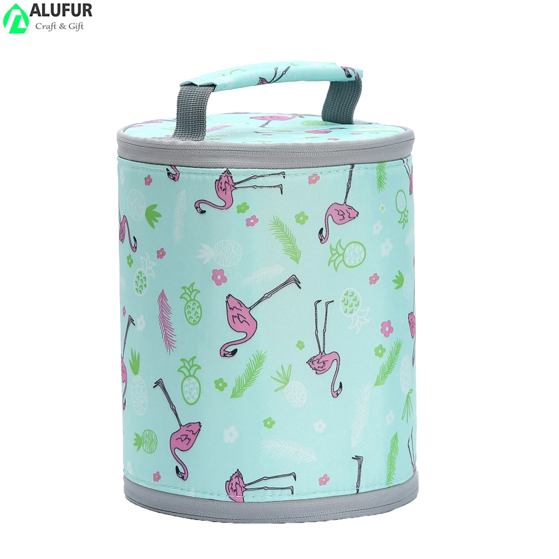 Compact Zip Down Cooler Bag Round Lunch Cooler Tote