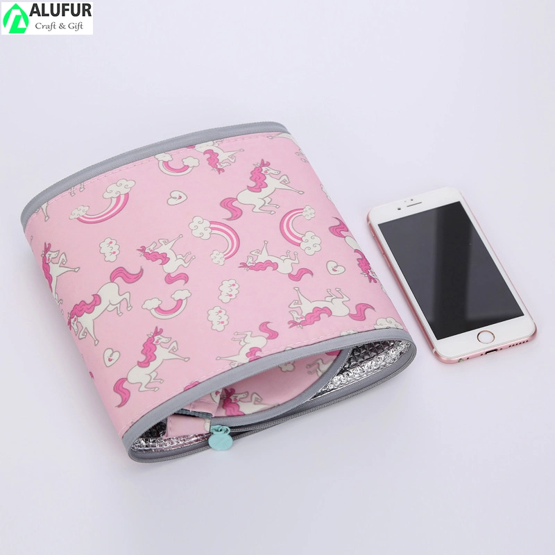 Compact Zip Down Cooler Bag Round Lunch Cooler Tote