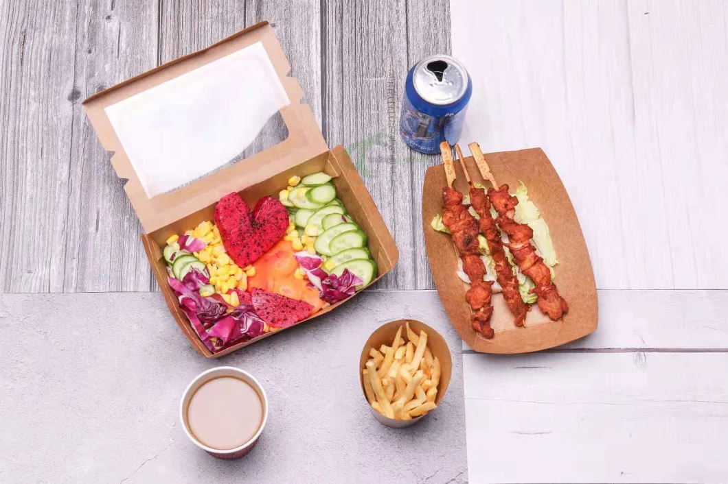 Custom Fast Delivery Takeaway Recycled Cardboard Containers Disposable Paper Food Packaging Box with Window