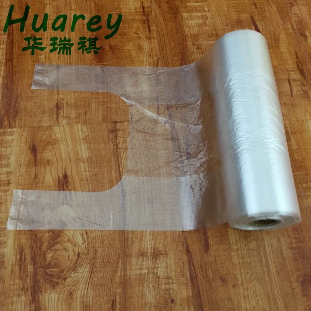 Pehd Clear Transparent HDPE / LDPE Vest Carrier Fruit Plastic Bag on Roll for Food