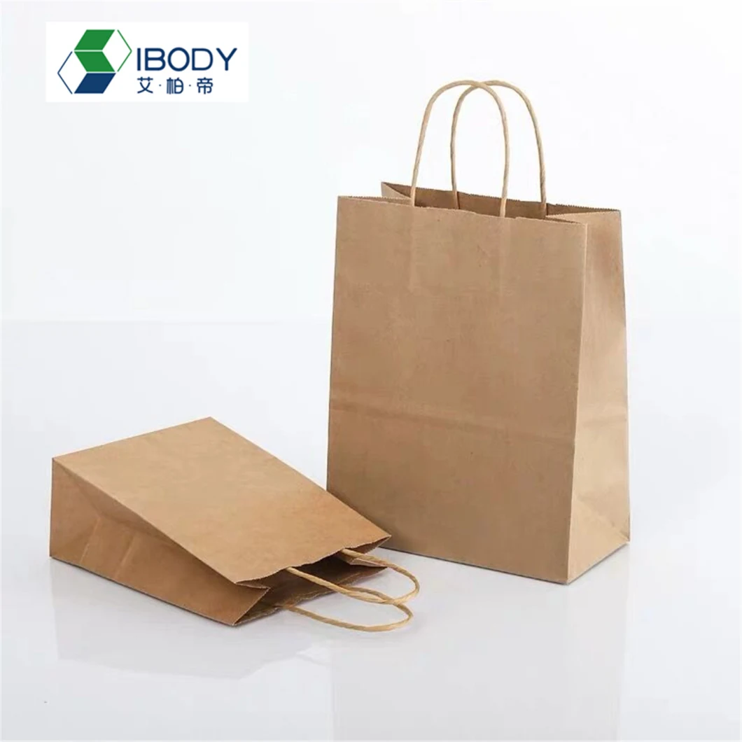 Custom Logo Craft Grocery Take Away Restaurant Delivery Kraft Paper Bags for Food Take out Packaging