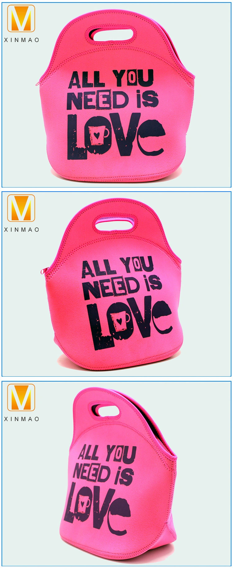 Customized Neoprene Women Kids Insulation Thermal Lunch Tote Bag Printed Iced Cooler Sleeve