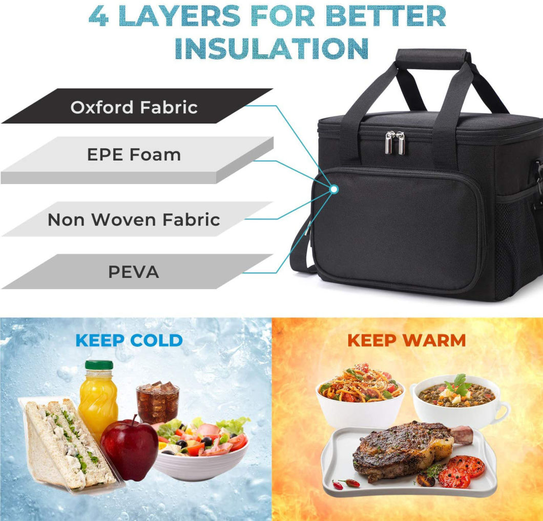 Large Insulated Lunch Bag Soft Cooler Cooling Tote Bag