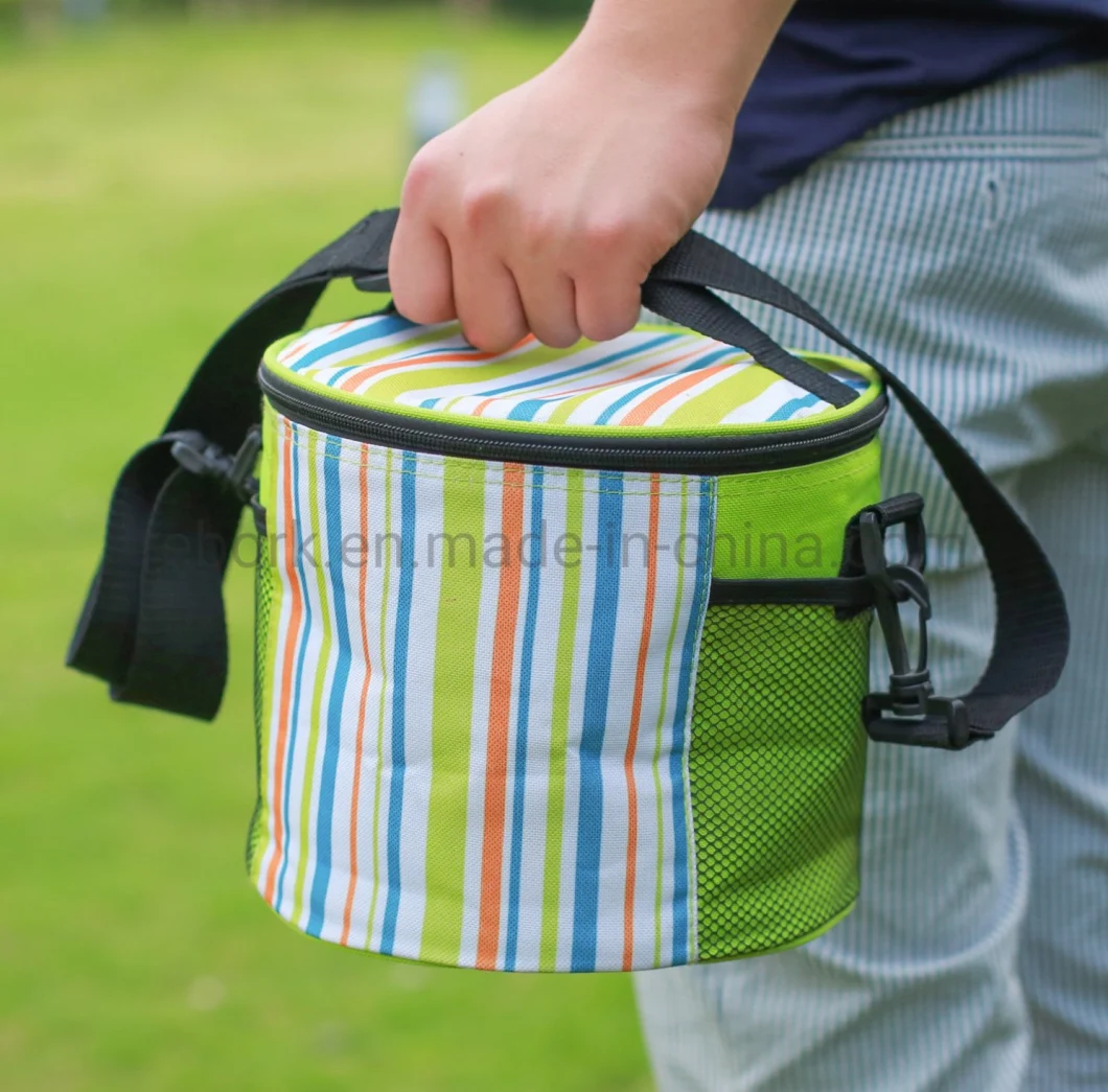 Promotional Stripe Picnic Lunch Bento Foods Fruits Cans Ice Bag Thermal Cooler Bag Insulated Cooler Bag