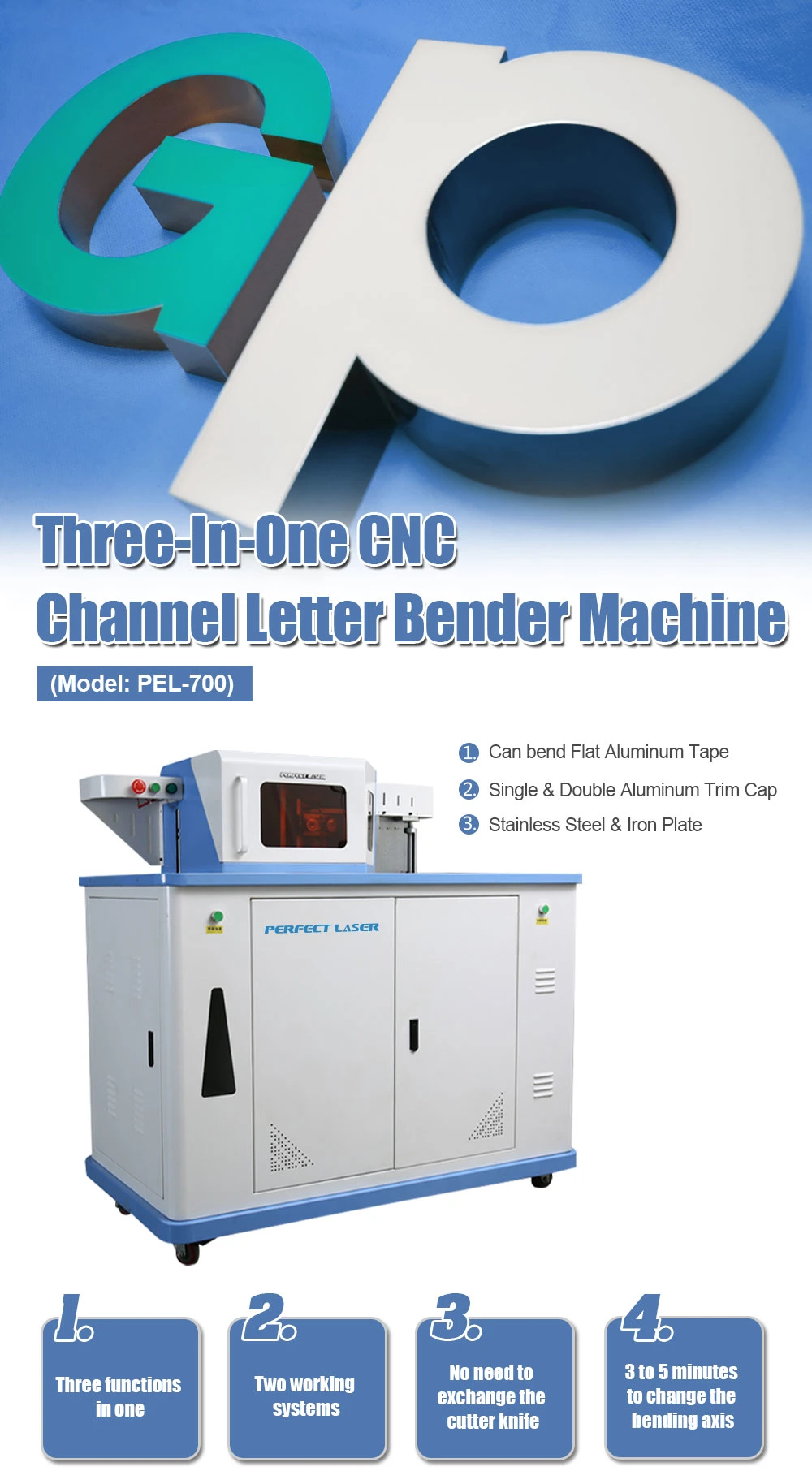 Channel Letter Auto Bending Machine for Stainless Steel / Aluminum