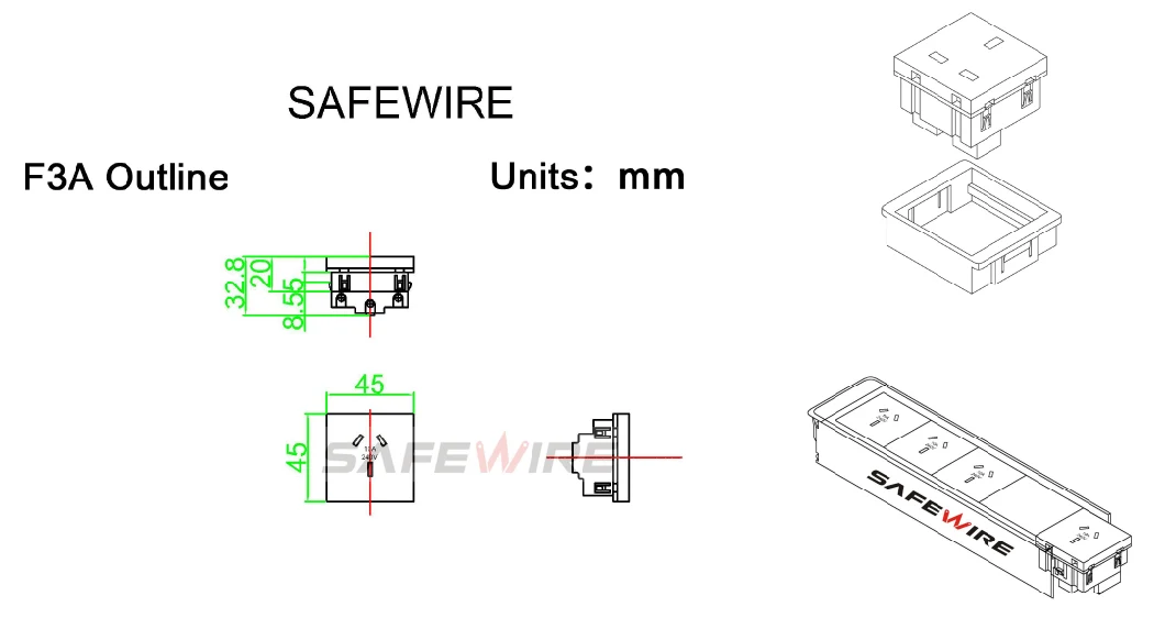 45*45mm PC Module Australia Socket Outlet / Australia Electrical Outlet