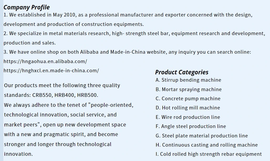 Production Source Microcomputer Control Servo Drive Motor Rebar Bending Equipment Used in Bridges, Tunnels, and Other Giant Construction Projects