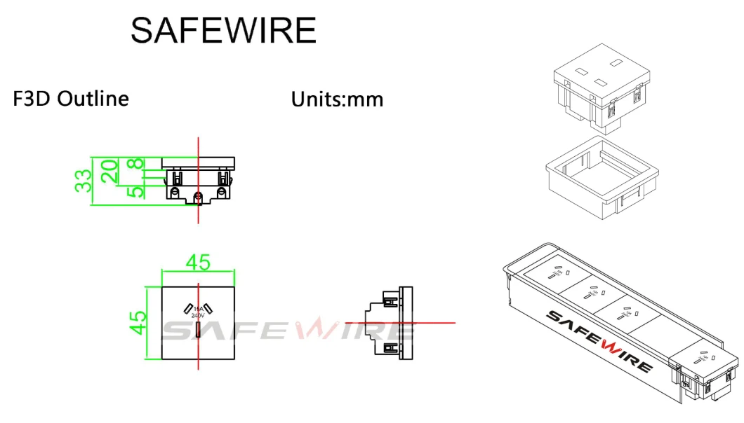 45*45mm 10A Australia Socket 10A Australia Outlet