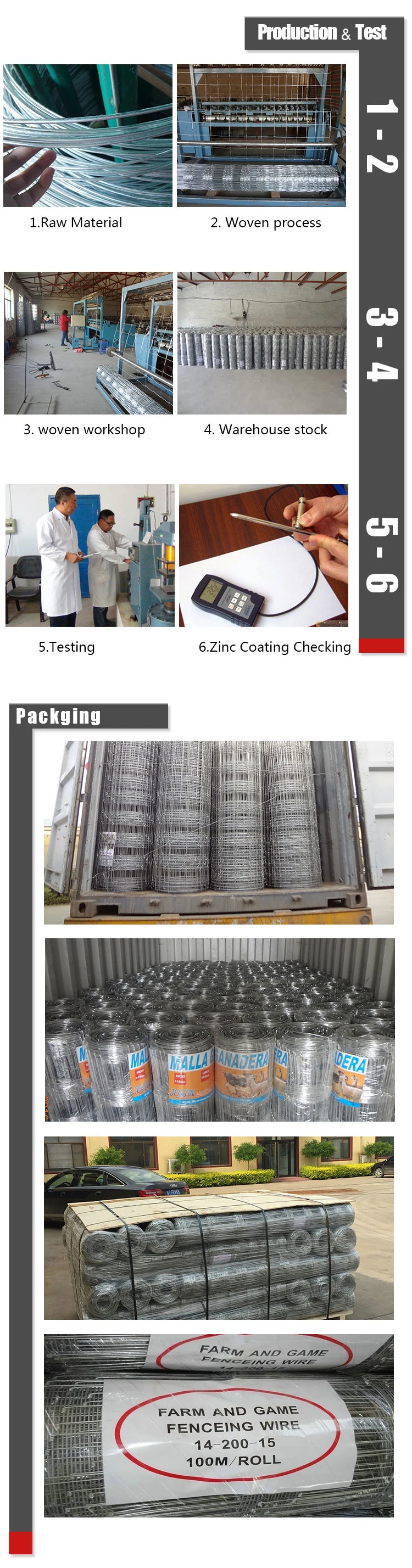 8FT Hot Dipped Galvanized Page Wire Farm Fence