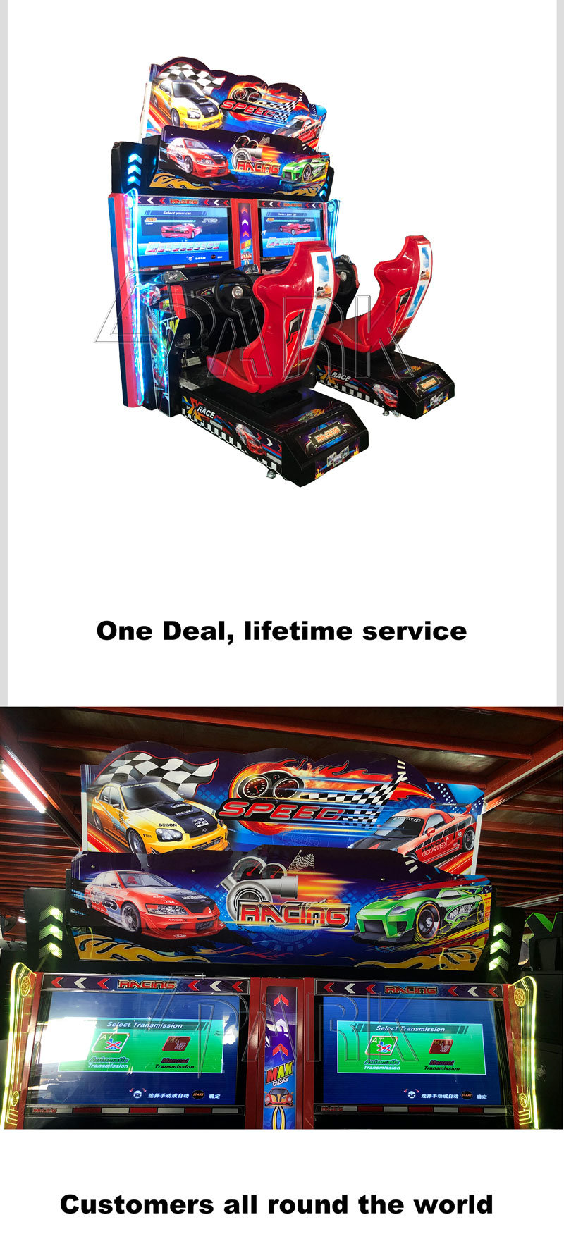 Original Outrun Race Car Arcade Machine with Twins Seat Driven Simulator