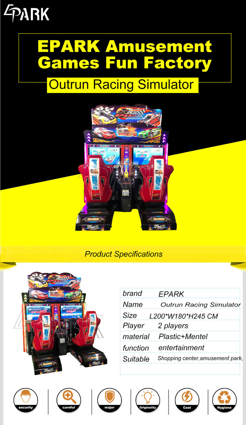 Original Outrun Race Car Arcade Machine with Twins Seat Driven Simulator