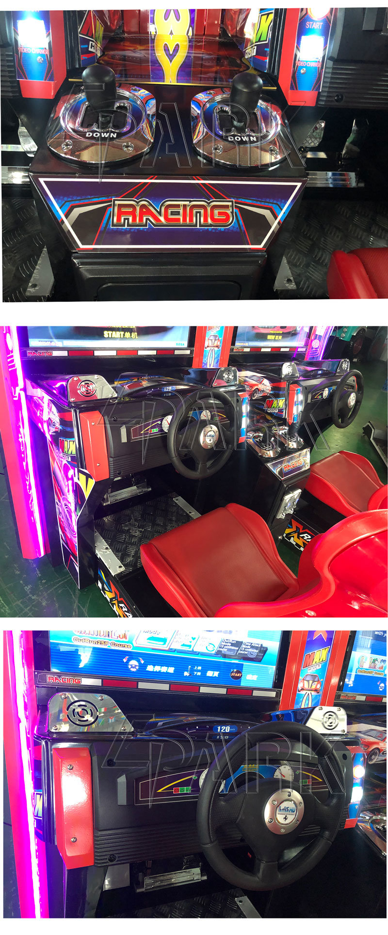 Original Outrun Race Car Arcade Machine with Twins Seat Driven Simulator