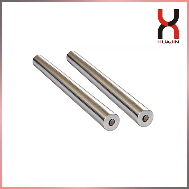 12000 Gauss Customized Size NdFeB Rod Magnet at Best Price in China with Screw Holes