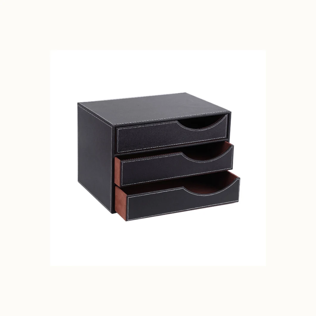 Custom Luxurious Leather Storage Box, Black Drawer Storage Box