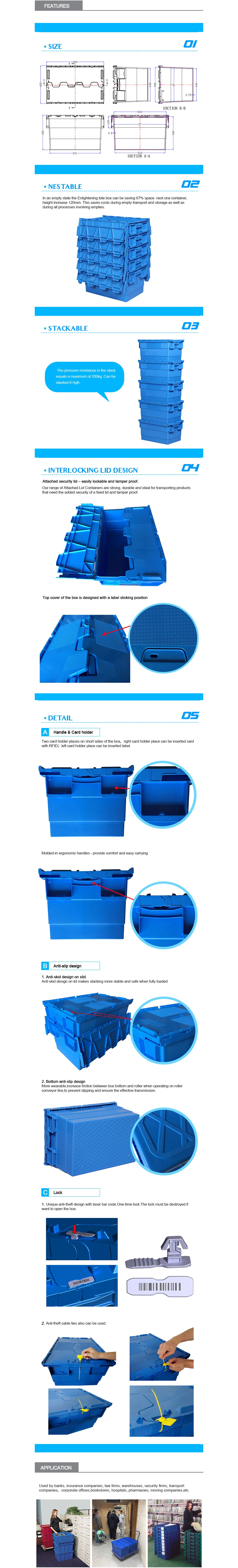 PP Material Stackable No Foldable Plastic Moving Box