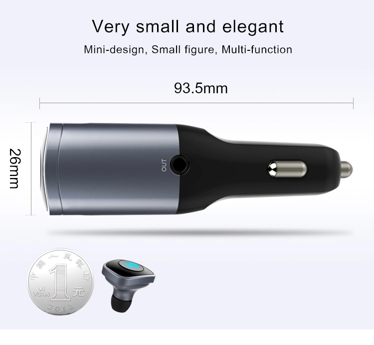 Earphone Support Bluetooth Car Charger Smart Phone Car Bluetooth FM Radio Transmitter for Car