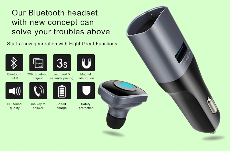 Earphone Support Bluetooth Car Charger Smart Phone Car Bluetooth FM Radio Transmitter for Car