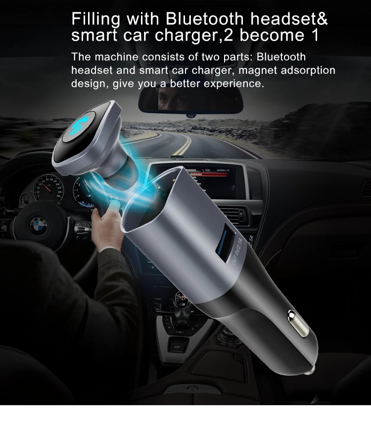 Earphone Support Bluetooth Car Charger Smart Phone Car Bluetooth FM Radio Transmitter for Car