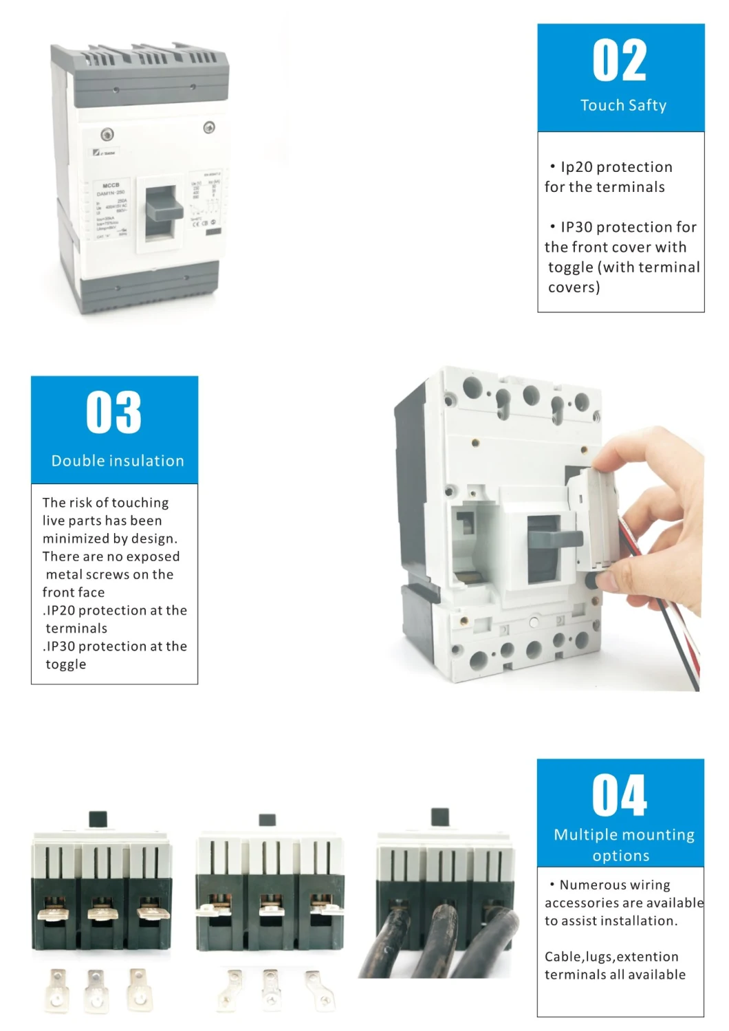 Intelligent Type MCCB Dam1-800 Electronic 3 Phase