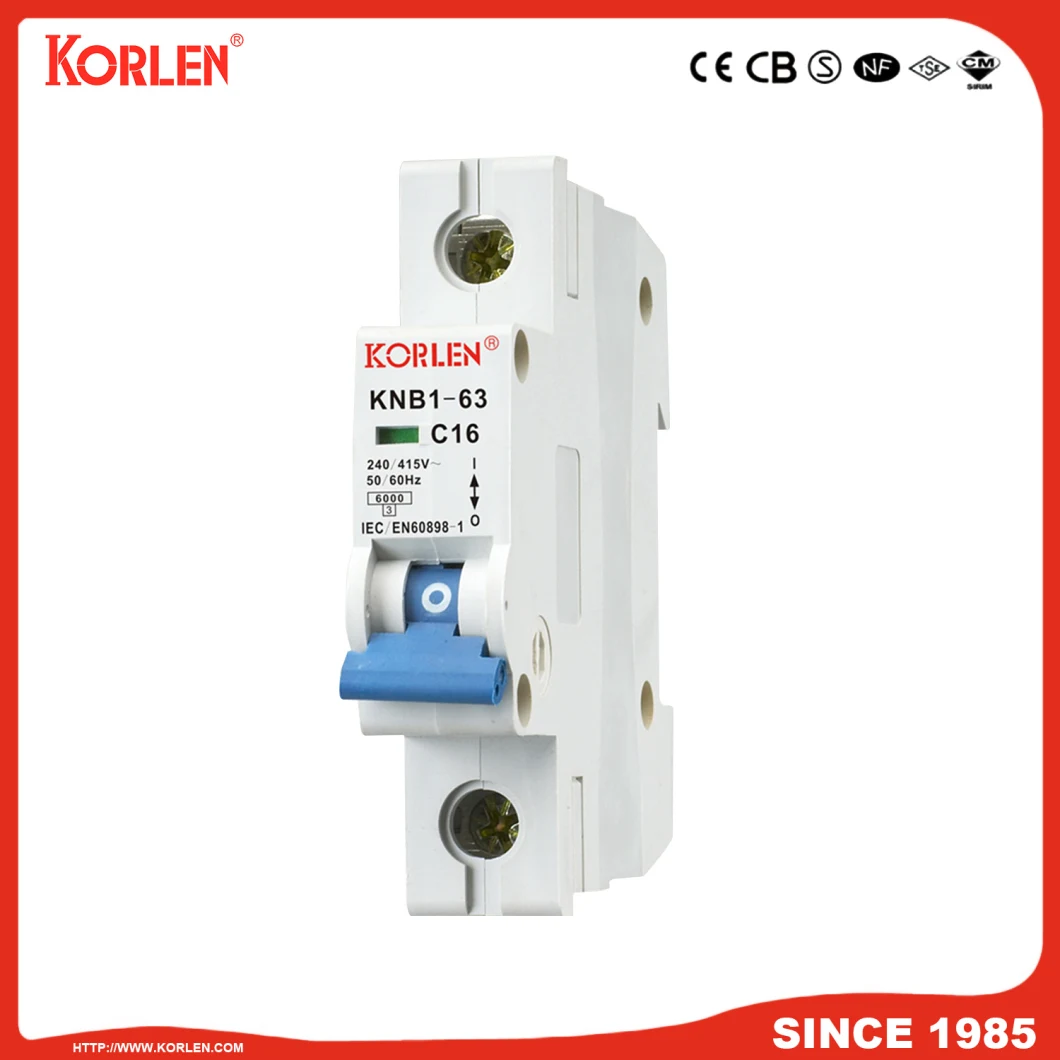 Miniature Circuit Breaker 6ka 16A CB Semko Knb1-63 1p